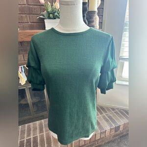 Current Air Anthropologie Green Puff Sleeve Top XS